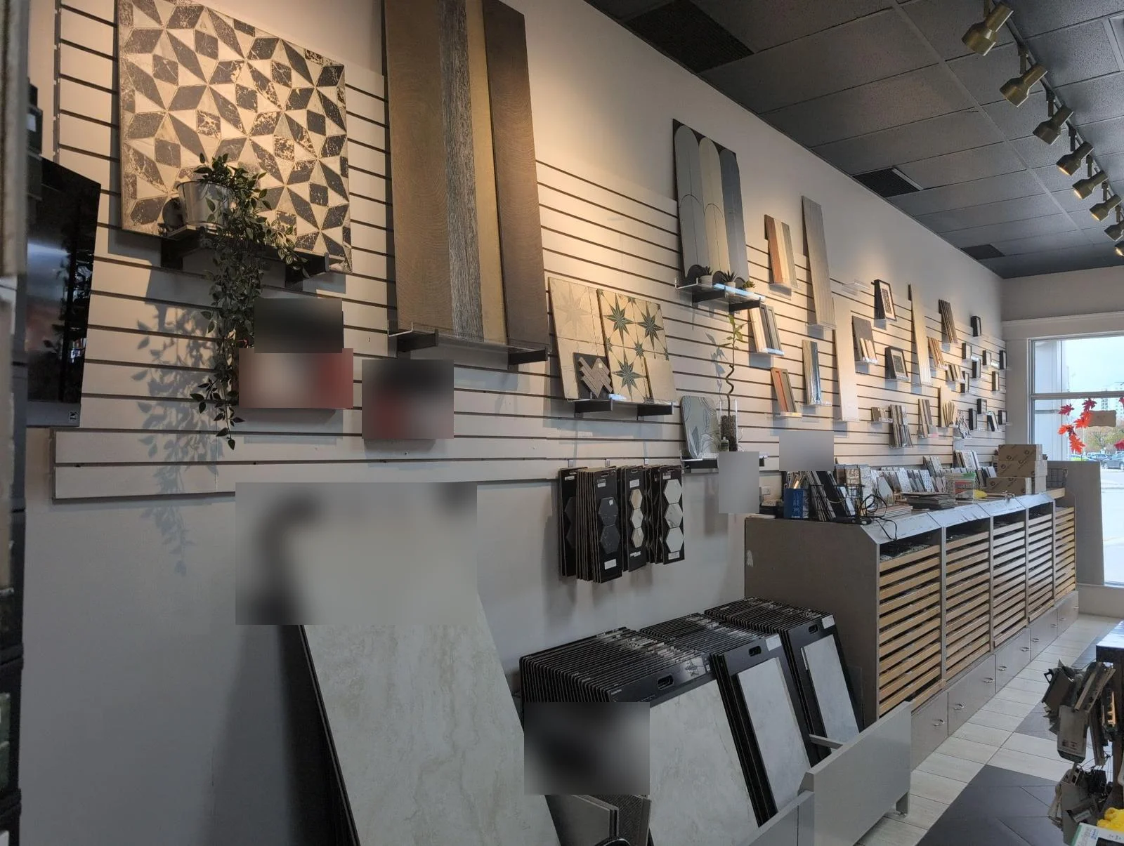 Porcelain and wall tile samples on display in our Winnipeg showroom