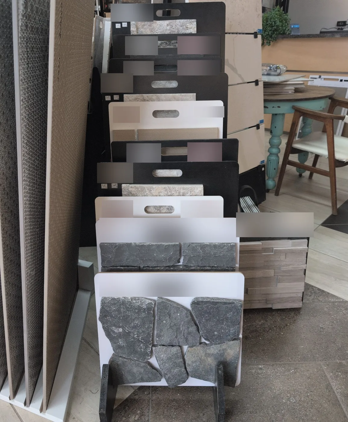Split-face stone panels, ledgestone and fieldstone veneer samples at Torino Tile and Stone